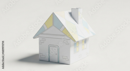 Paper house model diy project tutorial for kids and adults with chimney door windows and roof design