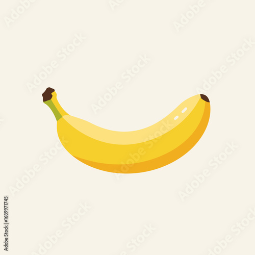 A simple illustration of a yellow banana on a light background.