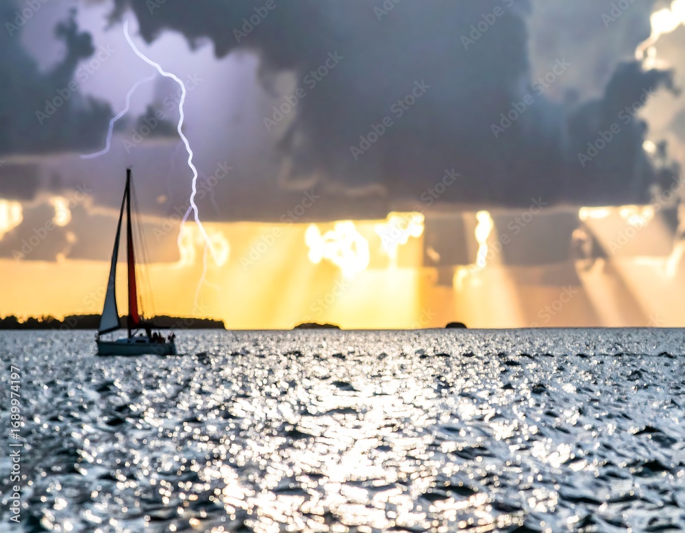 custom made wallpaper toronto digitalSailboat Stormy Sunset Seascape