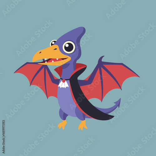A cartoon dragon-like creature with wings and a cape, designed for a playful aesthetic.