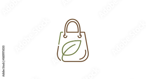 Ecofriendly shopping bag with leaf logo, representing sustainable consumption and environmental consciousness