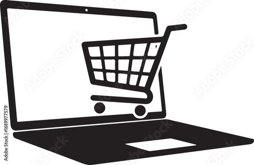 shopping cart on laptop screen Laptop with Shopping Cart Icon

E-commerce and Online Shopping on Laptop Icon

Digital Commerce and Mobile Computing Vector