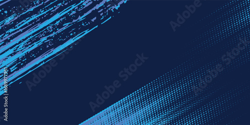 Blue brush grunge. Art sport style, halftone pattern. Blue combination grunge.