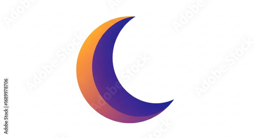 Crescent moon with gradient color, a celestial symbol of growth, change, and the passage of time in the night sky