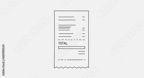 Minimalist illustration of a receipt, representing financial transactions, expenses, and recordkeeping for accounting and budgeting