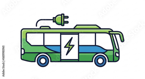 Electric bus with plug concept of green energy, eco friendly transportation, and sustainable mobility for the future
