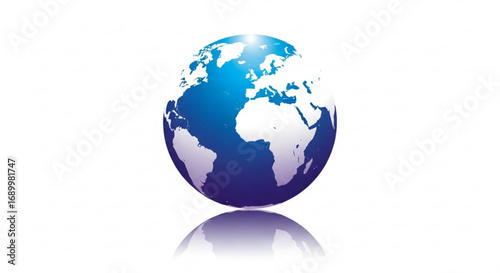 A blue globe with continents and oceans, symbolizing global connectivity, , representing worldwide communication