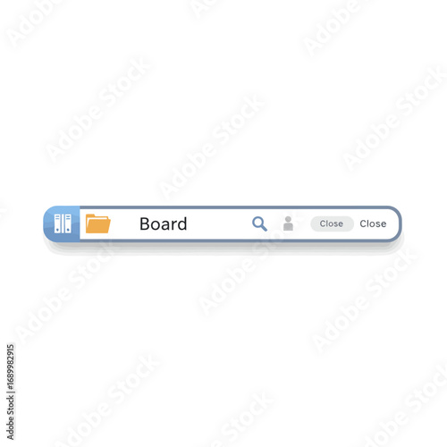A search bar interface labeled "Board" with folder icon and search functionality.