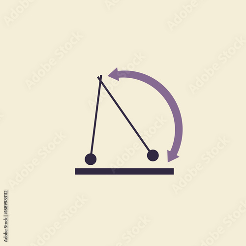 A diagram illustrating a pendulum motion with circular arrows indicating movement.