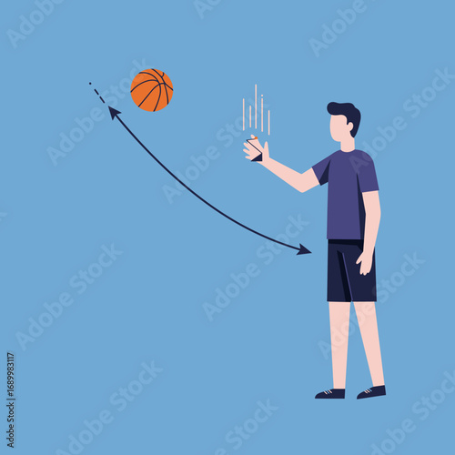 A person throwing a basketball, illustrating motion and trajectory.