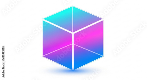Abstract 3d cube with vibrant gradient colors, creating a modern and eyecatching design element for various applications
