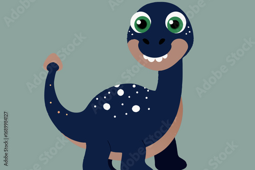 Cute cartoon illustration of a giraffe dinosaur character smiling in a fun and playful style