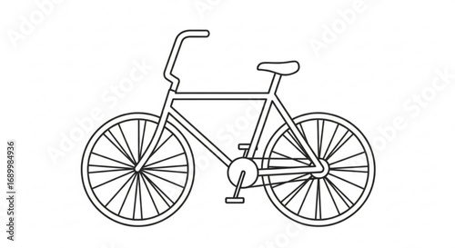 Outline of a bicycle the bicycle has two wheels, a seat, handlebars, and pedals it is a simple, minimalist design
