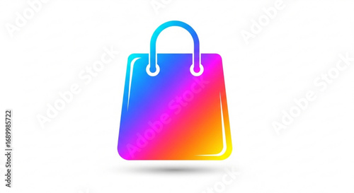 A vibrant shopping bag with a rainbow gradient, , symbolizing retail, commerce, and the joy of shopping