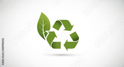 An ecofriendly recycle symbol with a green leaf, representing sustainability and environmental awareness