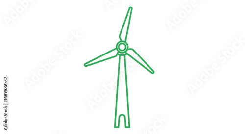 Green outline of a wind turbine on a, symbolizing renewable energy and sustainable power generation