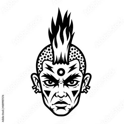 Punk Face With Tribal Tattoos