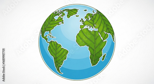 Cartoon earth globe with green continents and blue oceans, a colorful and playful illustration for geography, environment, or travelrelated themes