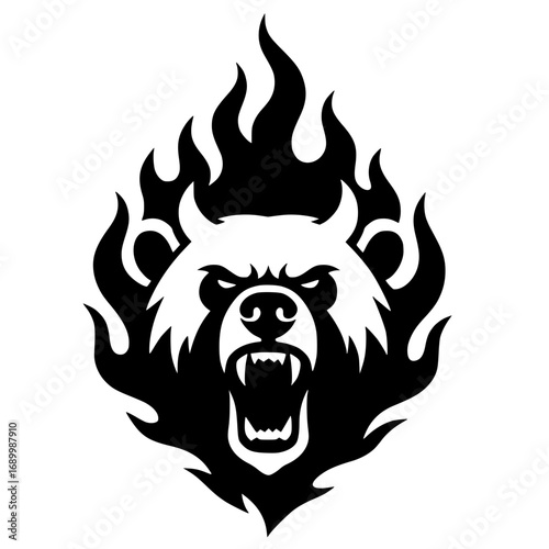 Silhouette of a furious bear demon