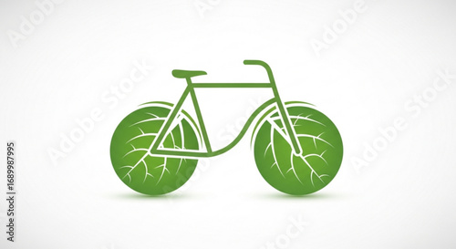 An ecofriendly bicycle icon with leafshaped wheels, symbolizing sustainable transportation and environmental awareness