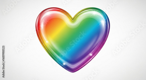A glossy heart with rainbow colors, symbolizing love, diversity, and support for the lgbtq community and pride month