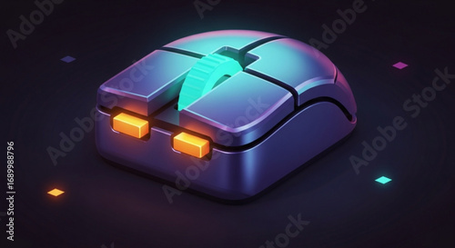 A futuristic computer mouse with glowing accents, perfect for gaming or graphic design, showcasing modern technology and ergonomic design