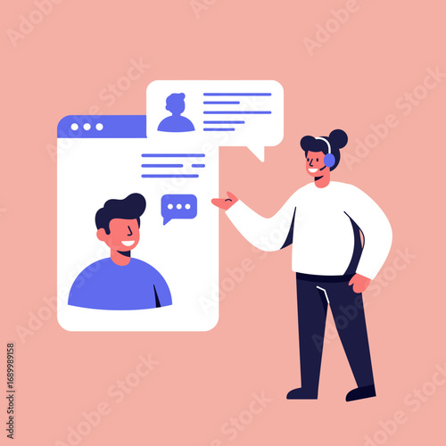 A person engaging in a virtual conversation with a chat interface.