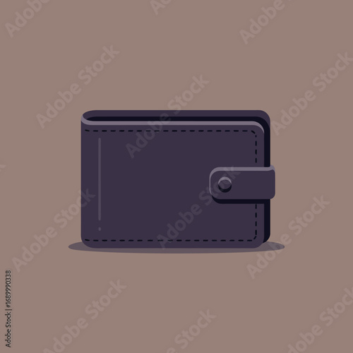 A simple, dark wallet with a button closure, designed for carrying money and cards.