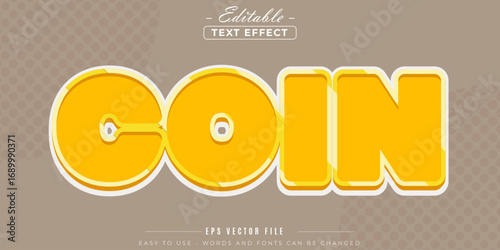 Golden coin text style, editable text effect.