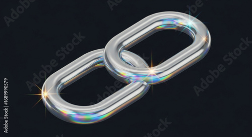 Shiny silver chain link, a symbol of connection, strength, and unity, representing the bonds that hold us together and the power of collaboration