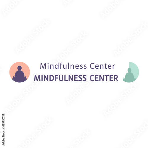 Logo design for a mindfulness center, featuring a meditative figure and calming colors.