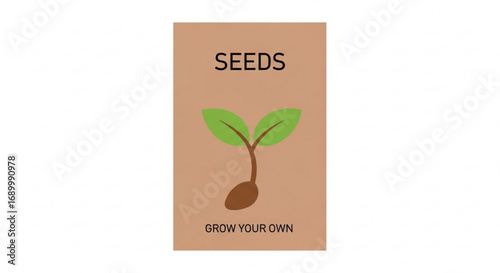 Seed packet with a simple sprout illustration, promoting the concept of growing your own plants and gardening