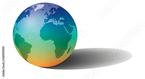 World globe illustration with colorful continents and oceans representing global connectivity and international relations