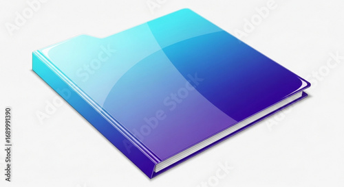 A vibrant blue folder with a glossy finish, perfect for organizing documents and files, for easy use in designs