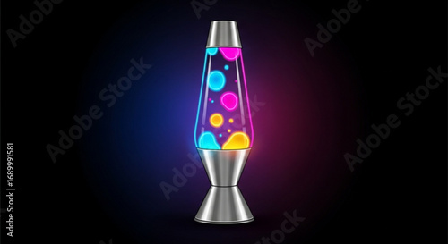 Retro lava lamp with colorful wax floating inside, creating a psychedelic and groovy atmosphere, perfect for vintage and nostalgic themes