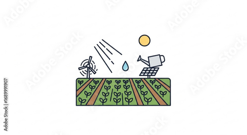 Sustainable agriculture and renewable energy sources for ecofriendly farming practices, promoting environmental conservation and reducing carbon footprint