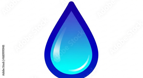 A vibrant blue water droplet with a glossy surface, , symbolizing purity, freshness, and the essence of life with its simple form