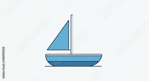 Illustration of a blue sailboat on a, perfect for nautical themes, summer vacations, or simple transportation concepts