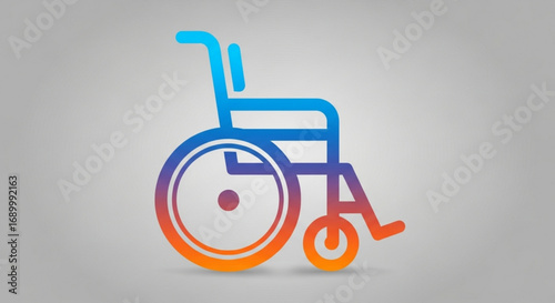 Illustration of a wheelchair with a gradient color scheme on a, perfect for healthcare, accessibility, or disability awareness