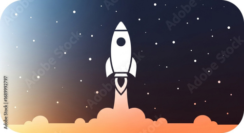 A vibrant illustration of a rocket launching into the starry night sky, symbolizing innovation, progress, and the boundless possibilities of space exploration