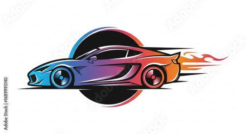 Dynamic car logo design with motion trails, showcasing speed and power, perfect for automotive and racing themes