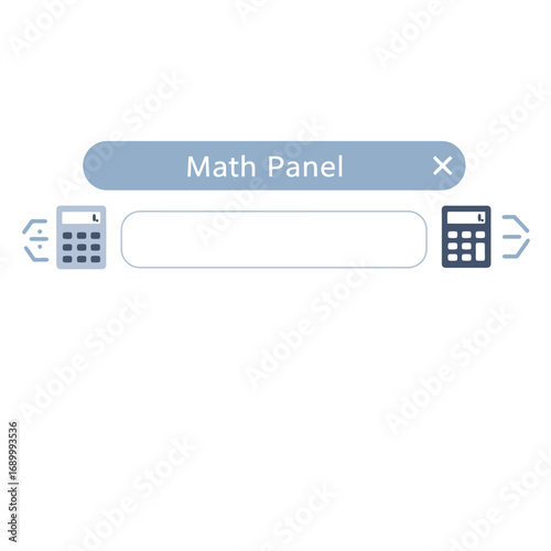 A digital interface featuring a math panel with calculators on either side.