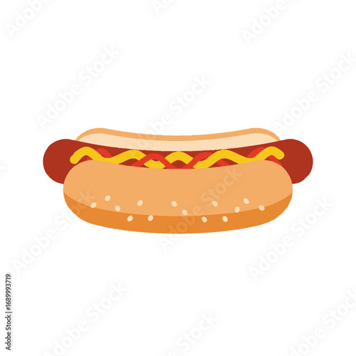 Delicious Hot Dog with Mustard and Ketchup