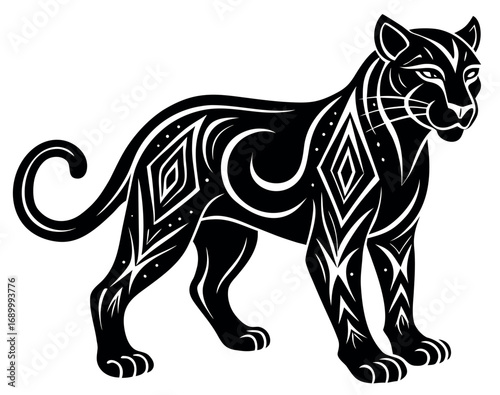 Realistic black and white line art sketch design