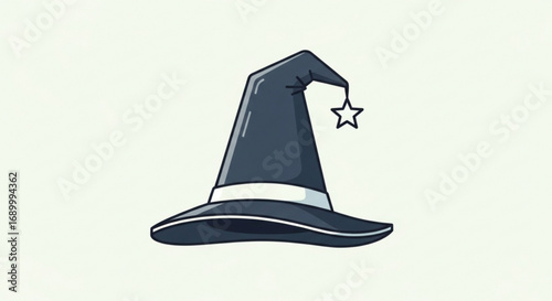 Stylish witch hat with a star pendant, perfect for halloween designs, magic themes, and whimsical illustrations