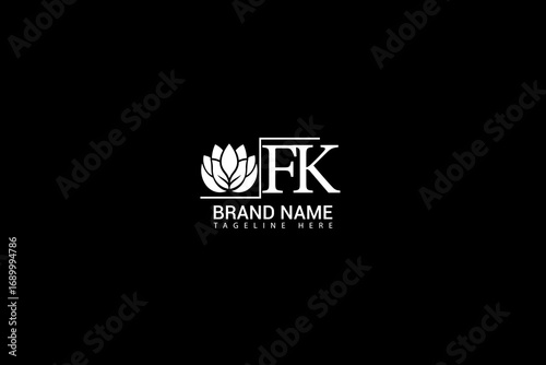 FK letter monogram logo with lotus flower for luxury spa beauty brand