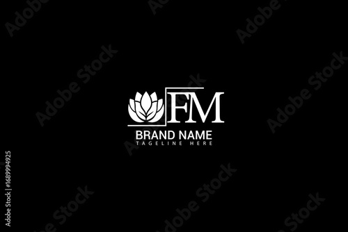 FM letter monogram logo with lotus flower for luxury spa beauty brand