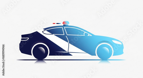 Illustration of a police car, symbolizing law enforcement, public safety, and emergency response in a modern design