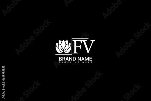  FV Monogram Logo Design with Elegant Leaf Symbol