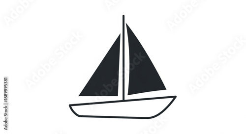 Sailboat icon, a simple and elegant symbol of sailing, adventure, and freedom, perfect for nautical themes, vector illustration